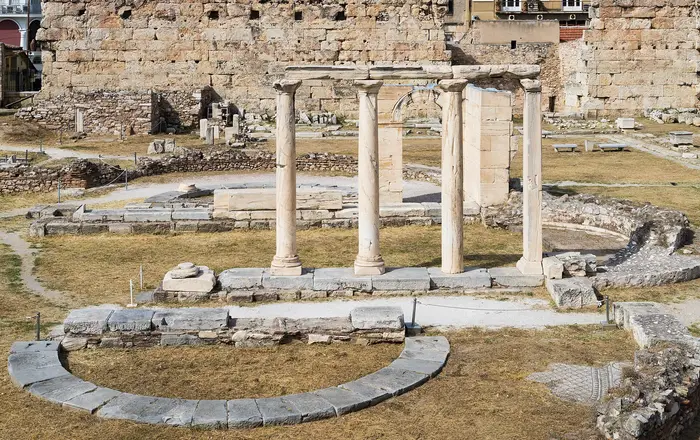 Church ruins Hadrian's library Athens Greece