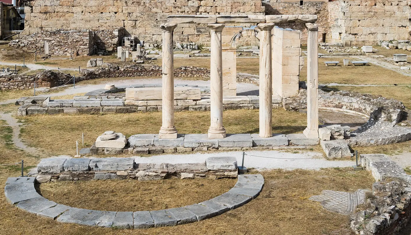 Church ruins Hadrian's library Athens Greece